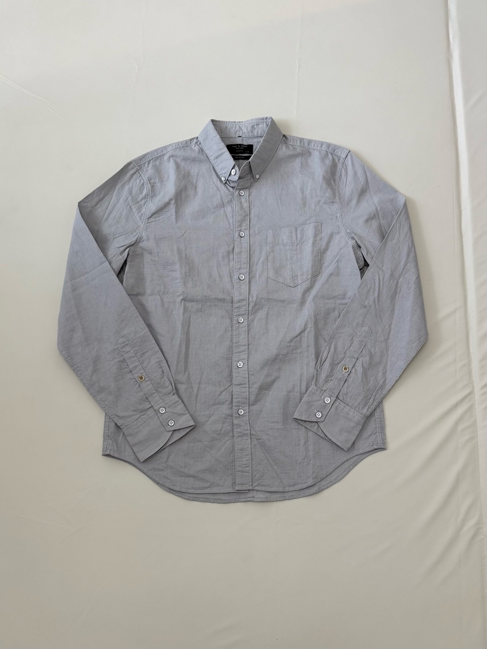 rag & bone Tomlin Light Gray Button-Down Shirt Mens Large